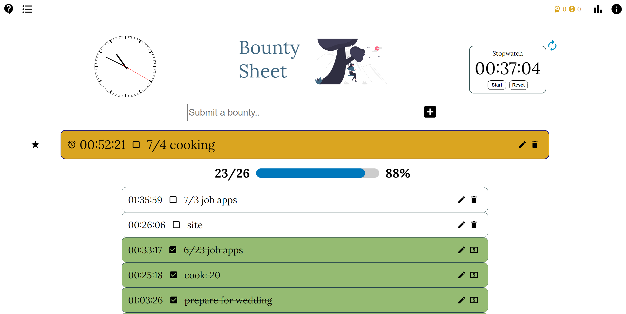 Bounty Sheet in action